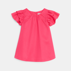 تيشيرت بأكمام متموجة باللون...